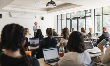 professor teaching a class of students