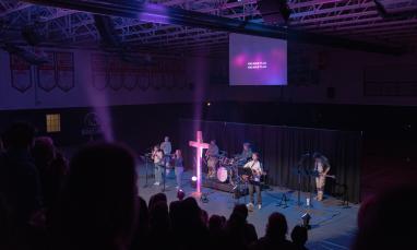TWU students gathered for chapel and singing worship