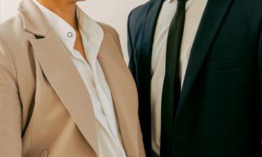 Man and woman dressed in suits