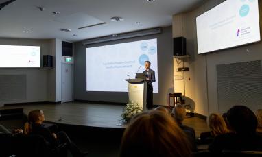 Richard Sawatzky presenting in DeVries Centre