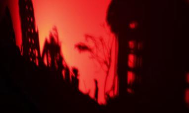 Ziyi He's art work in black and red light