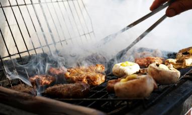 food in a BBQ grill