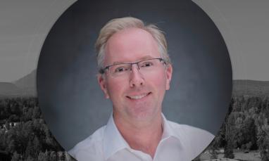 Headshot of Rev. Shaun Wick in a template for the Faculty Speaker Series.