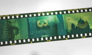 Film strip displaying a series of photographic frames, representing cinema and visual storytelling.