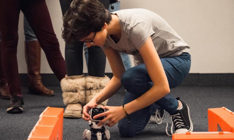 The camp finale is a robotics competition, where participants will control and program their robot to do certain tasks.