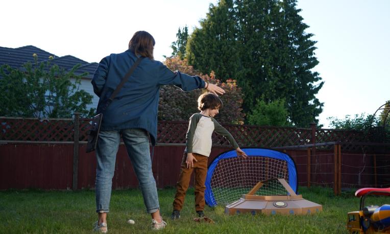 Stenner directing child on set