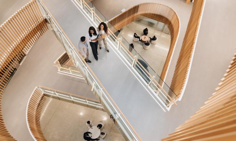 students walking through Kuhn Centre