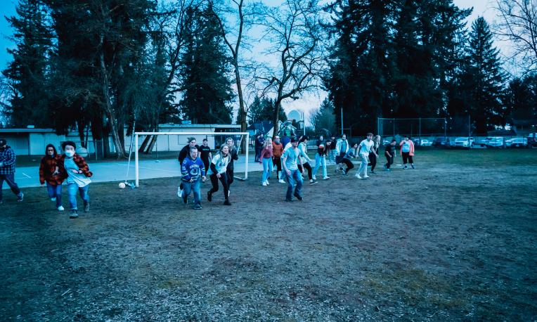 Group of people racing