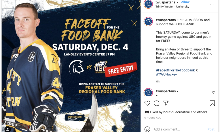 An instagram post of a Spartan game announcement.
