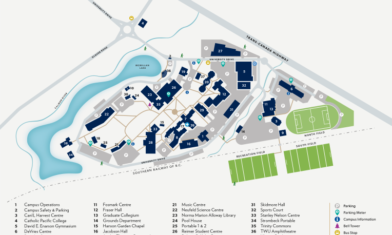 A map of TWU campus 2025