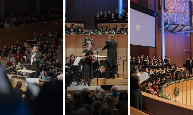 People performing in the Chan Centre