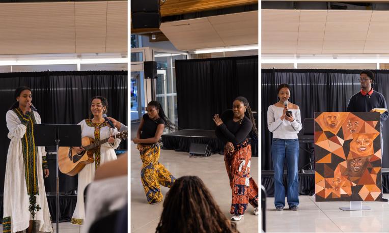 Black History Month collage with photos of Closing Ceremony