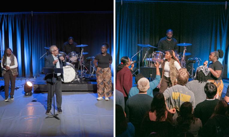 Black History Month collage with photos of Chapel