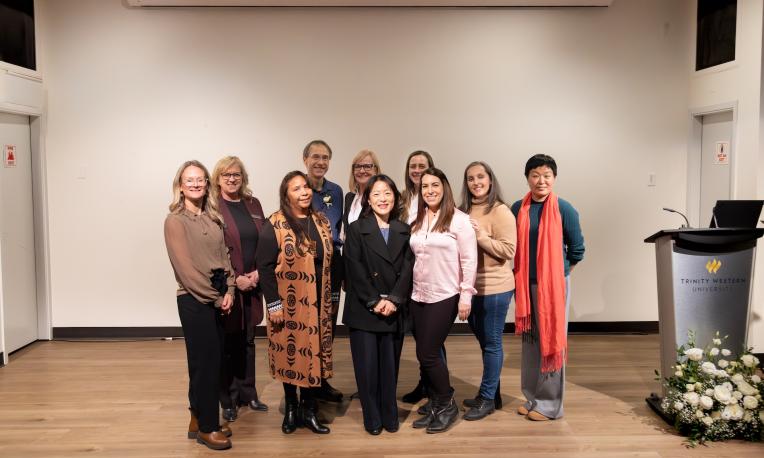 School of Nursing Faculty on DeVries Auditorium stage