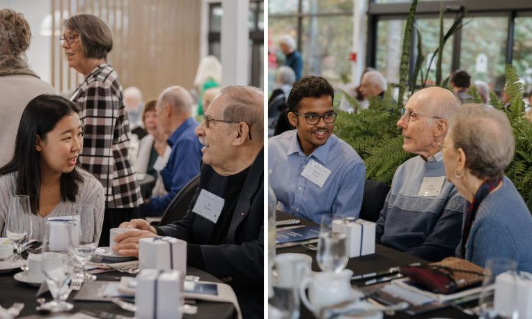 Current TWU students chatting with donors at tables during the Legacy Luncheon.