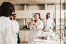 woman teaching in lab