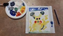 kids art project sitting on table