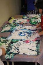 kids tie dying camp tshirts