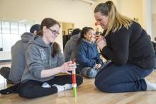 people doing a team building activity together