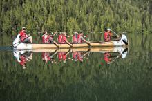 people paddling
