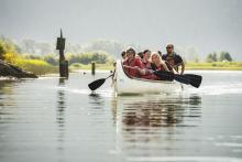 people paddling