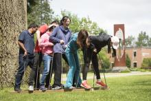 people doing a team building activity together