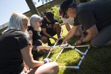 people doing a team building activity together