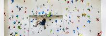 person on bouldering wall