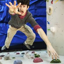 person on bouldering wall