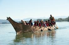 people paddling