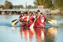 people paddling