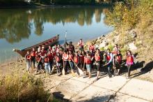 people paddling