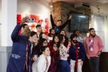 students taking a group photo