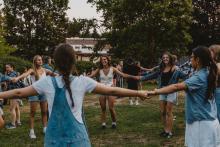 Students playing square dance
