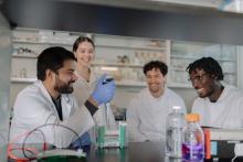Students doing experiment in Chemistry lab