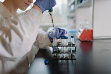 A student working on an experiment in Chemistry lab