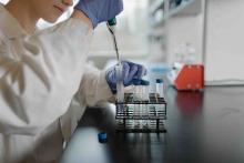 A student working on an experiment in Chemistry lab