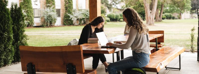 students working in pavilion 