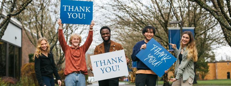 students saying thank you