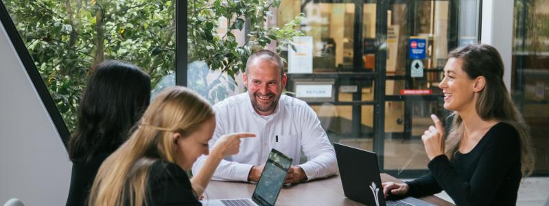 employees working at table