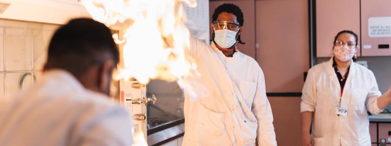 students working in science lab