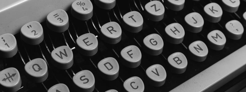 typewriter keys in black and white