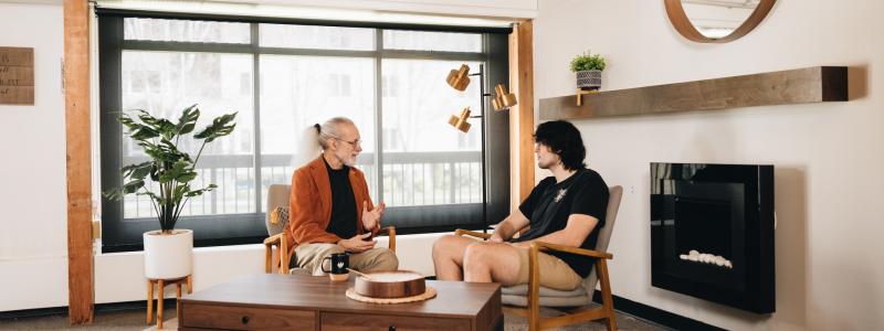 student receiving counselling from counsellor