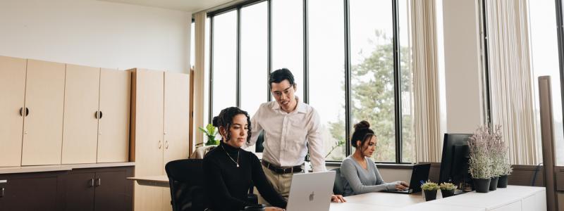 people working in an office