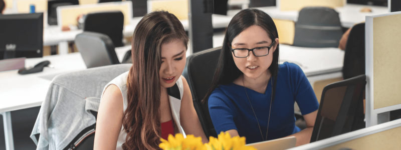 two women working in office