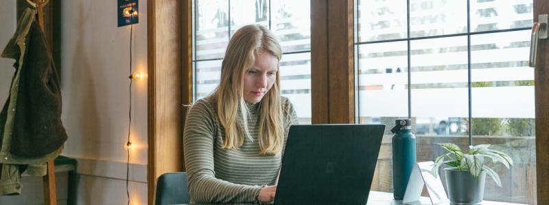 student using computer
