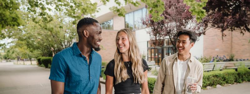 students walking in front of Riemer Student Centre