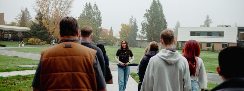 group taking a campus tour during Preview Day