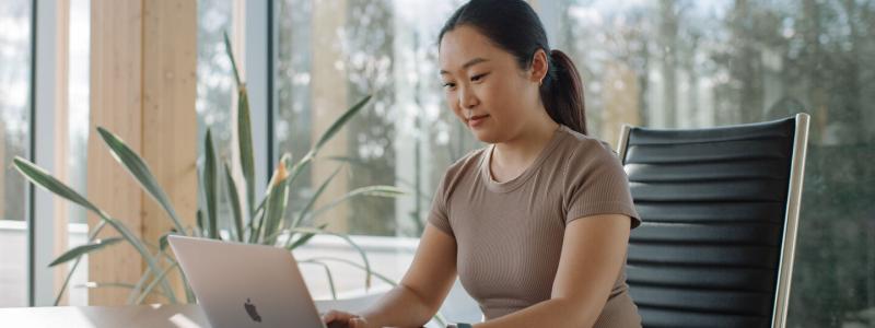 A student working on a computer