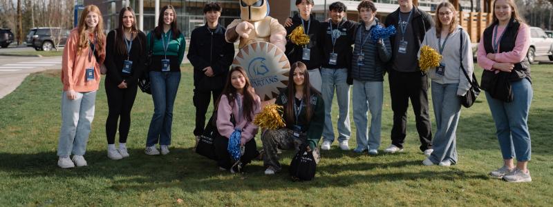 A group of students cheering